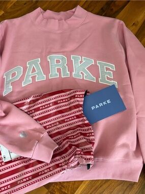 Parke Valentines Varsity Blush Lavender Mockneck, NEW
